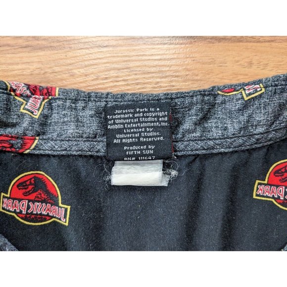 Jurassic Park Mens Button Short Sleeve Shirt Size XL Black All Over Print B6 - Picture 7 of 10